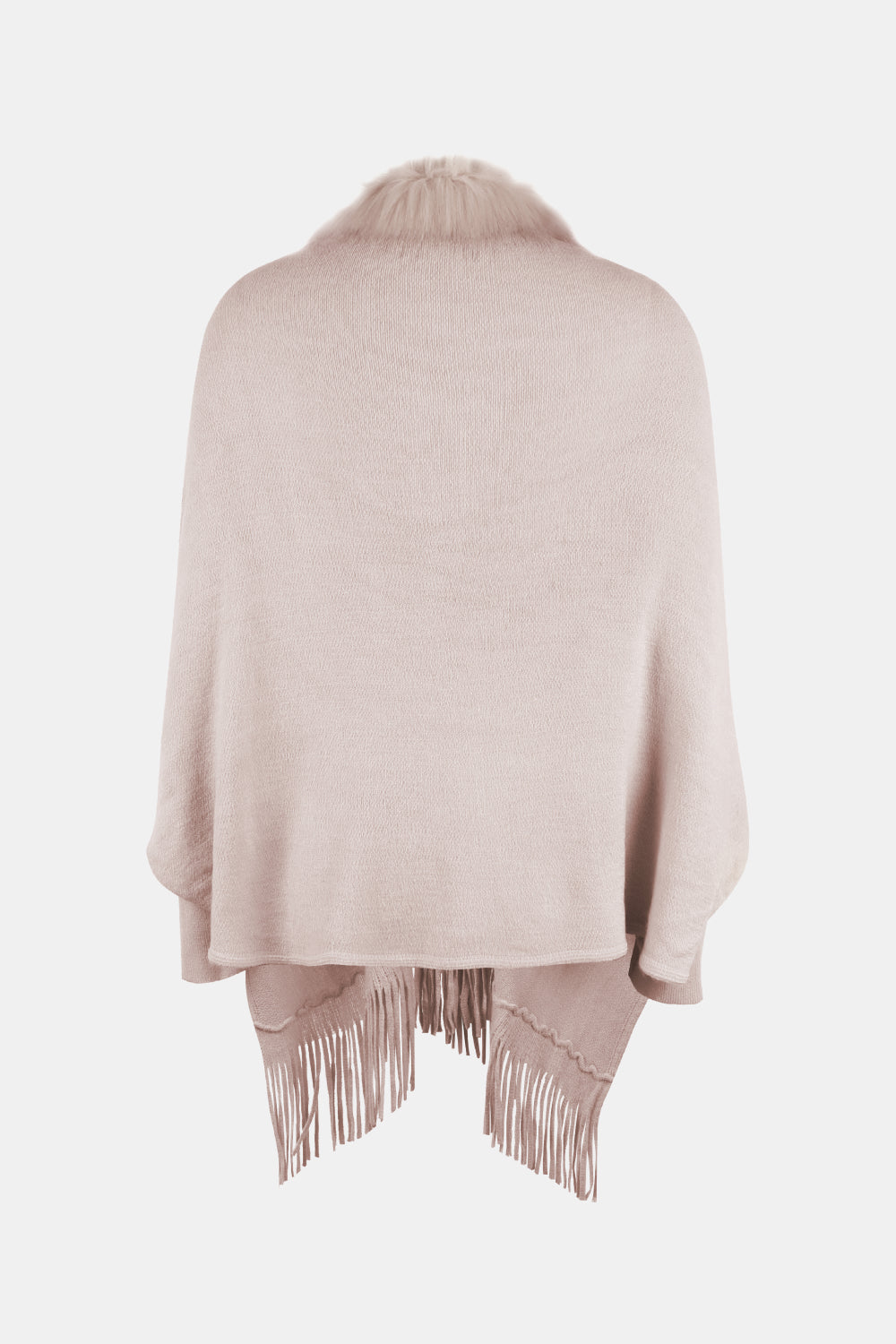 Open Front Fringe Poncho, Long Sleeve Winter Poncho, Faux Fur Wool Poncho, Plus Size Poncho, Winter Fashion Wear