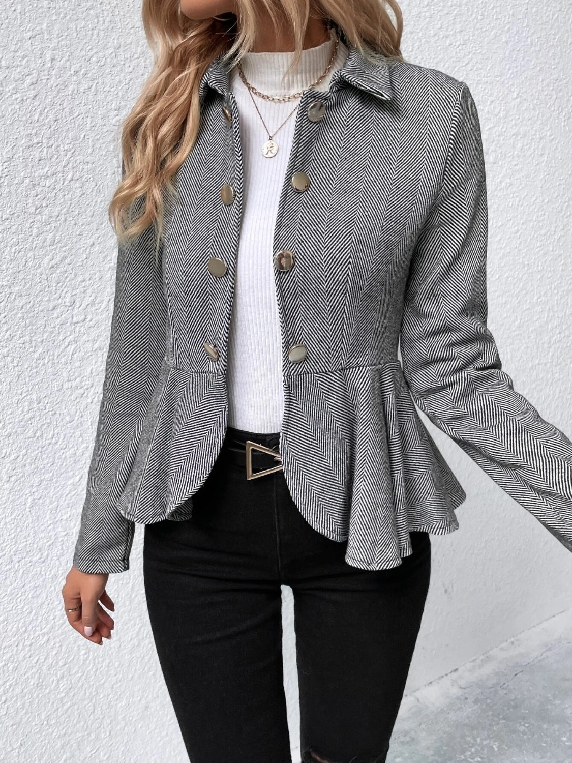 Ruffle Blazer for Women, Button Up Western Wear Blazer