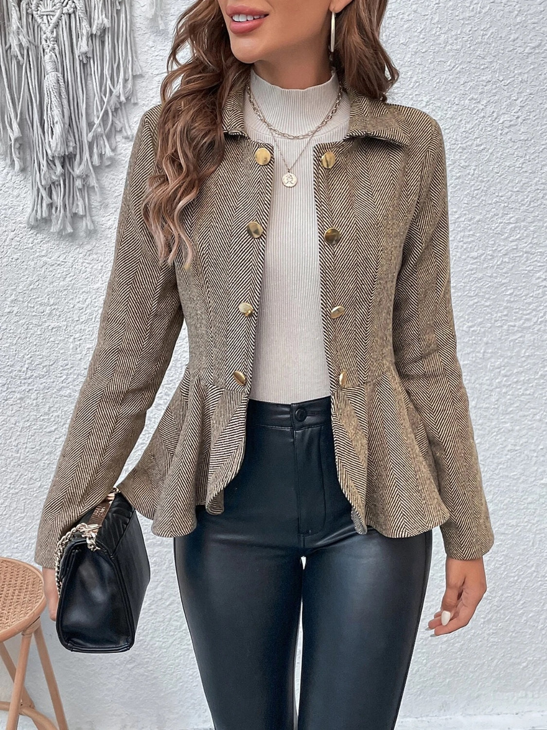 Ruffle Blazer for Women, Button Up Western Wear Blazer