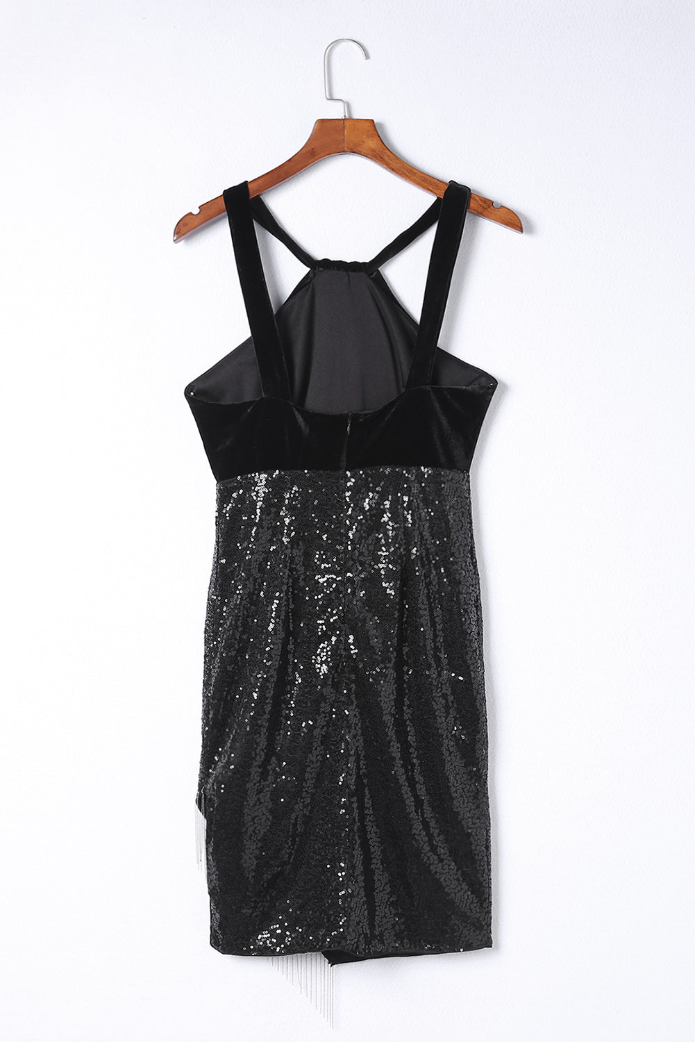 Sleeveless Sequin Dress, Fringe Dress, Black Romantic Dress