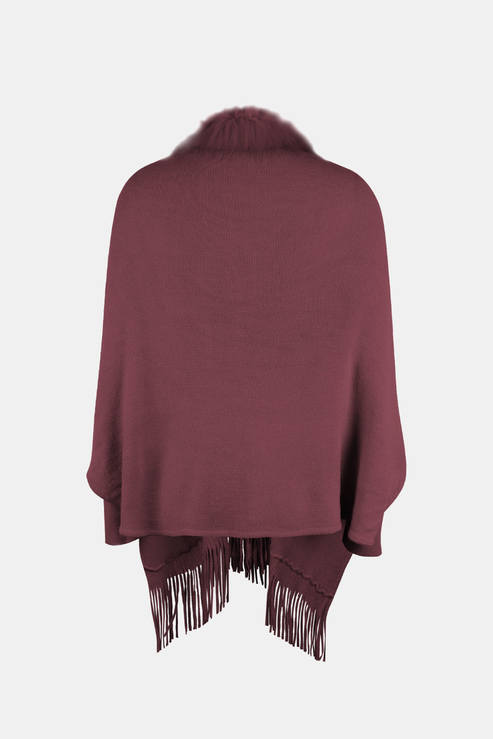 Open Front Fringe Poncho, Long Sleeve Winter Poncho, Faux Fur Wool Poncho, Plus Size Poncho, Winter Fashion Wear