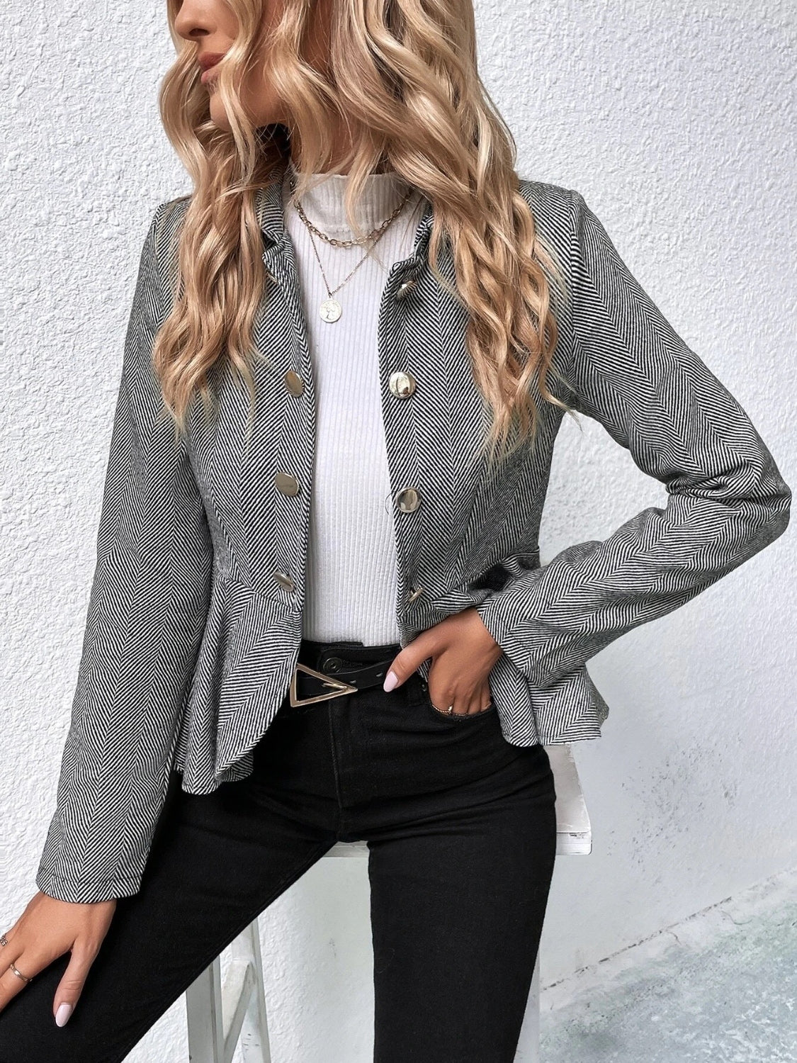 Ruffle Blazer for Women, Button Up Western Wear Blazer