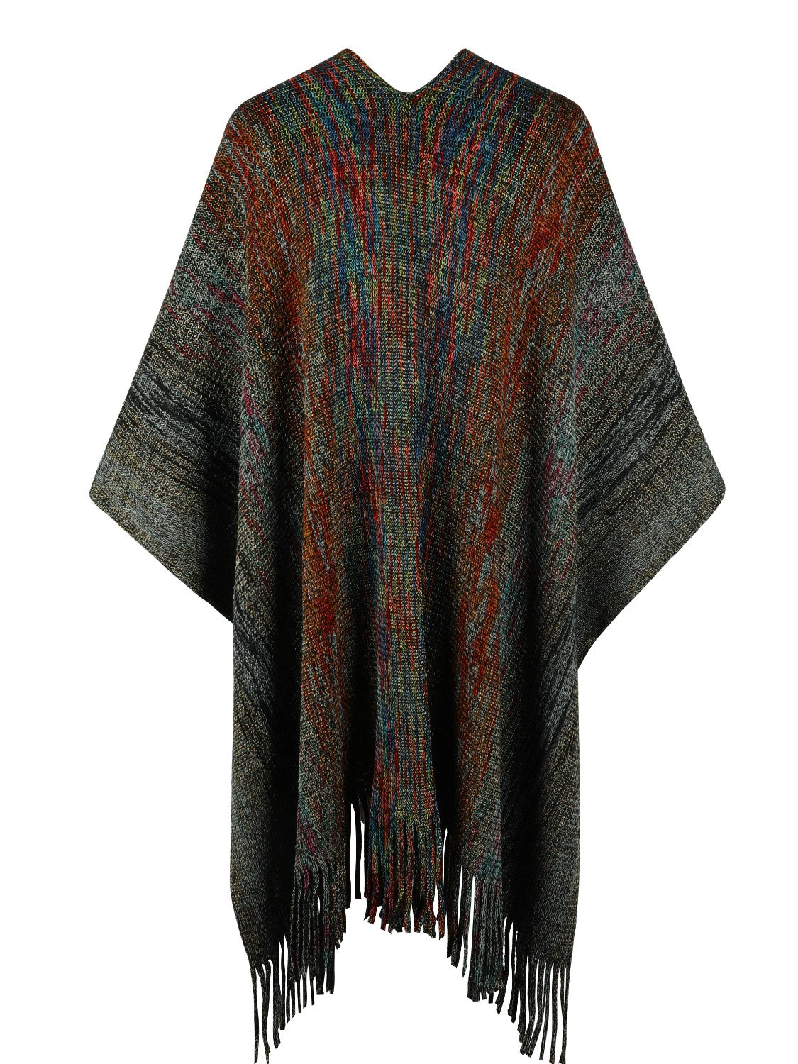 Heathered Fringe Hem Poncho